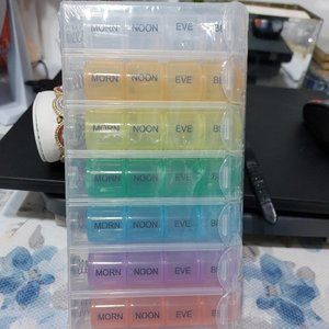 7 Days Pill Holder Organizer Tablet Box Medication MORN NOON EVE BED Compartment